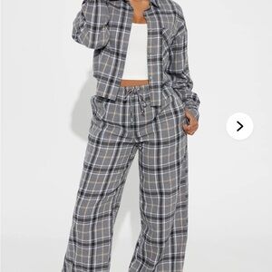 2 pc women plaid jogging pants set 2x size